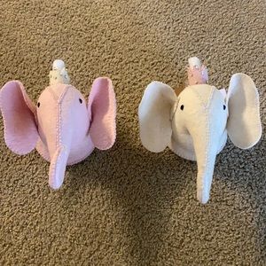 Nursery/child room decor- 2 mini elephant mounts